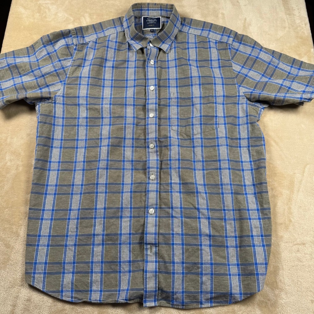 Charles Tyrwhitt XL Plaid Short Sleeve Shirt‎ Casual Classic Fit Mens